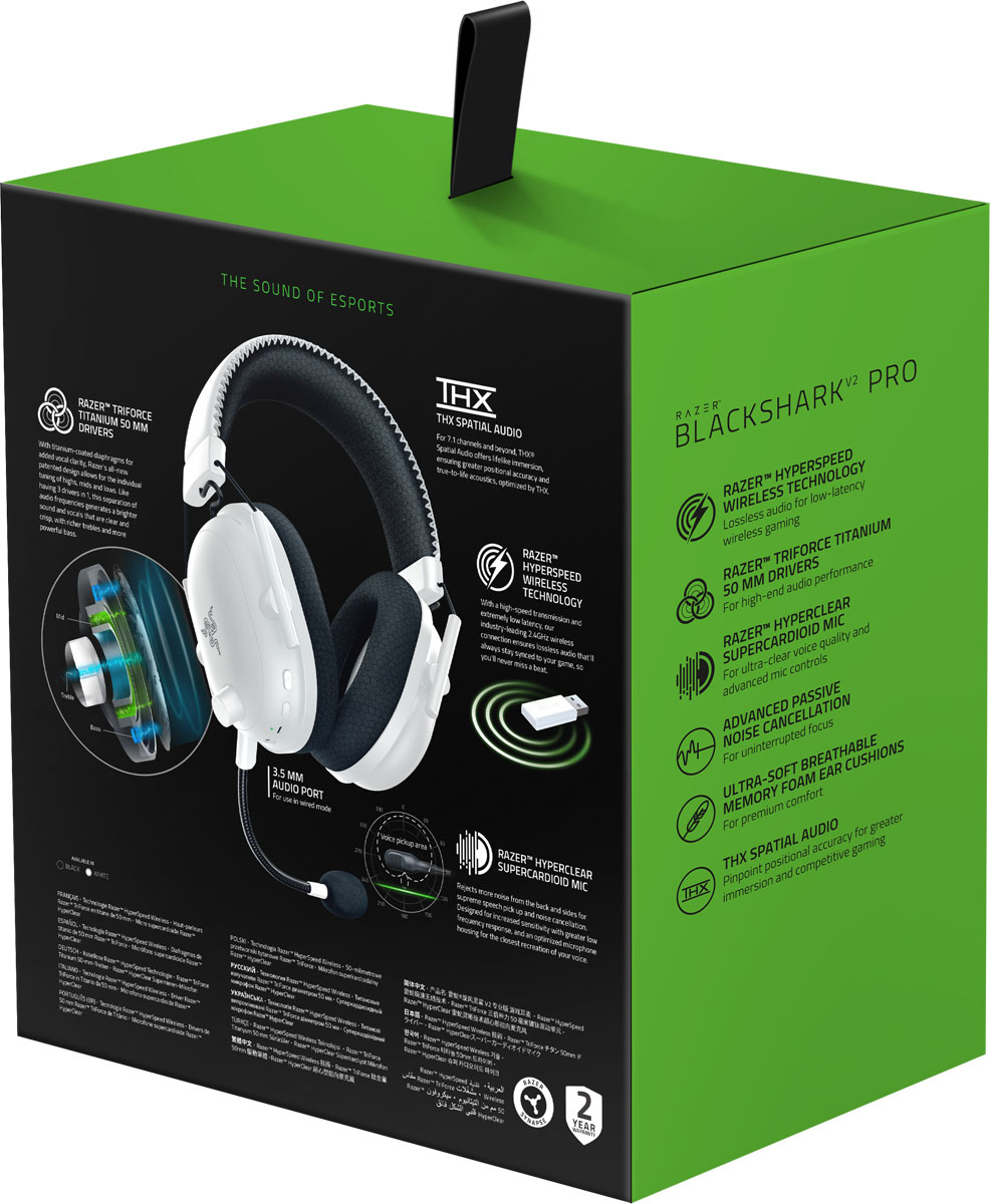 Razer BlackShark V2 Pro Wireless THX Spatial Audio Gaming Headset for PC,  PS5, PS4, Switch, Xbox X|S, and Xbox One White RZ04-03220300-R3U1 - Best Buy