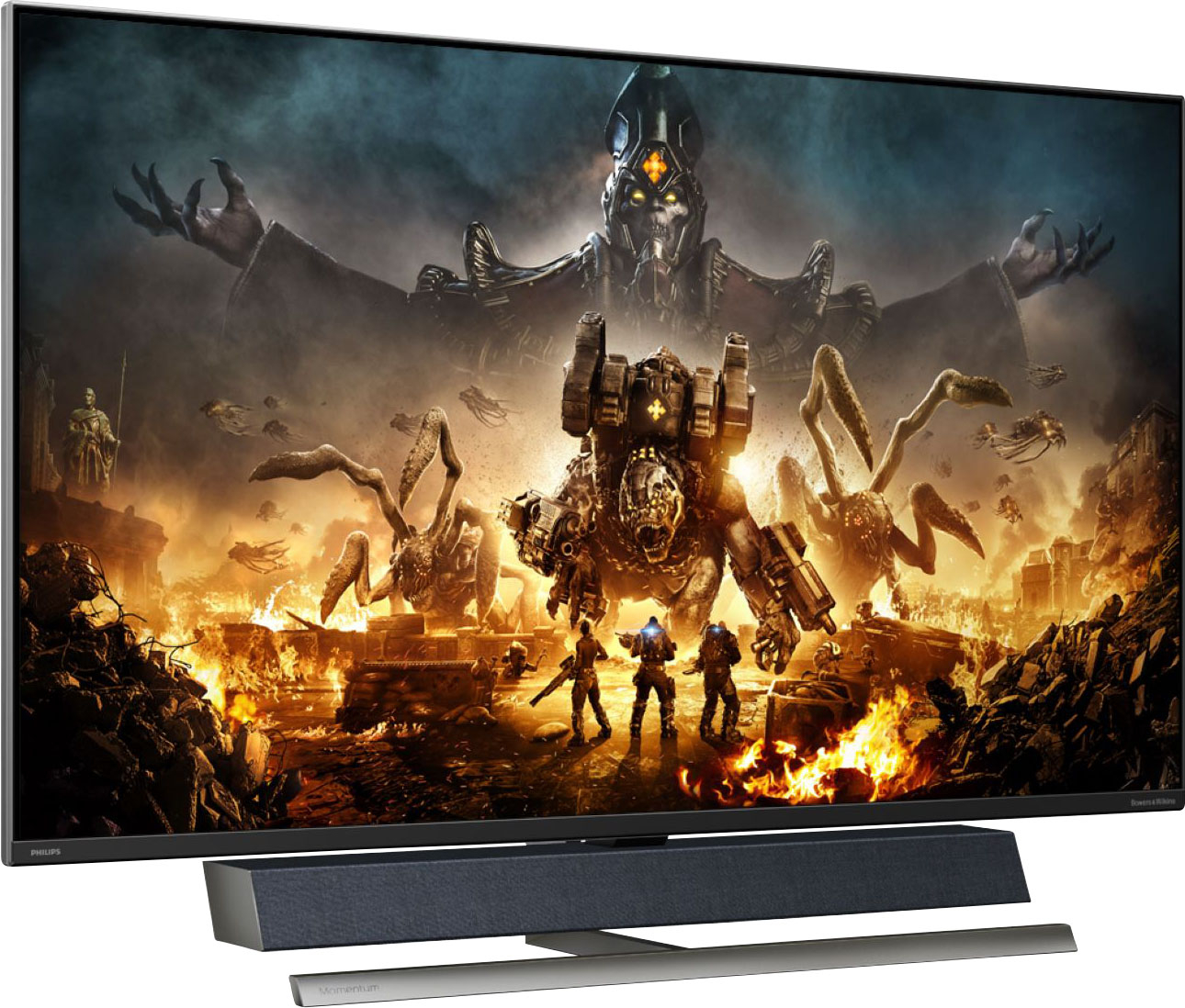 Angle View: Philips - Geek Squad Certified Refurbished Momentum 55" LED 4K HDR Gaming Monitor - Black