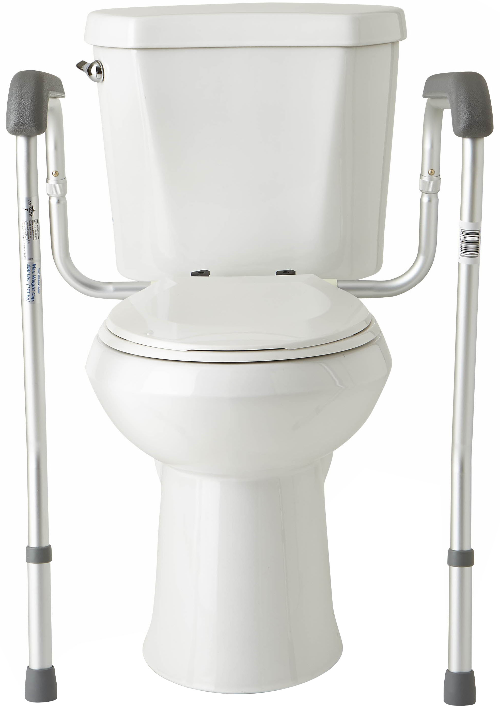 Medline Guardian Toilet Safety Rails, 300-lb. Weight Capacity, One Pair for One Toilet - Silver