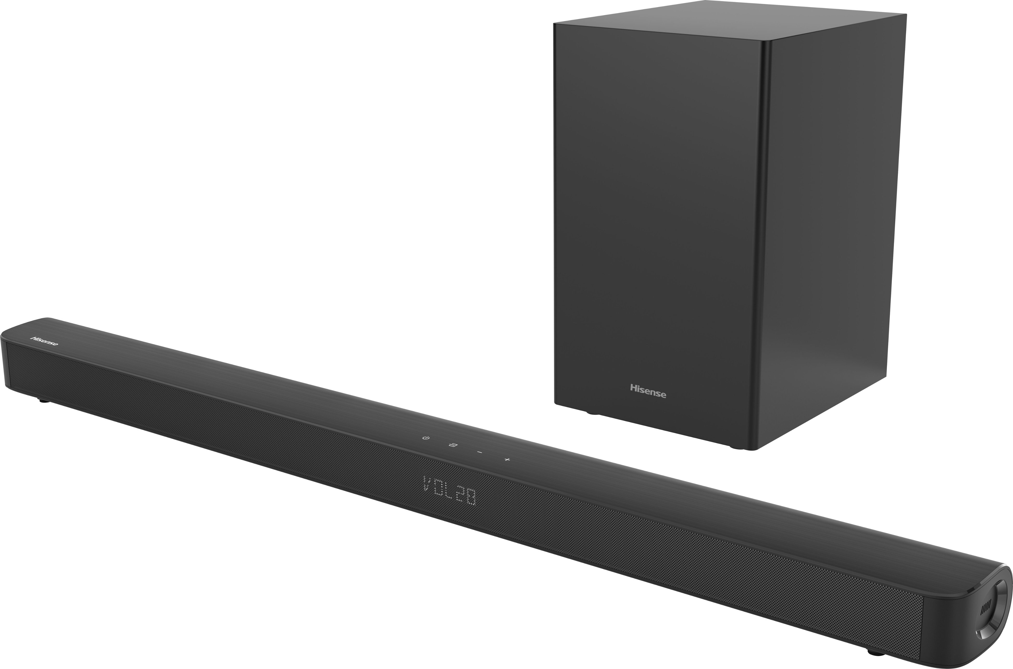 Left View: Hisense - 2.1-Channel Soundbar with Wireless Subwoofer - Black