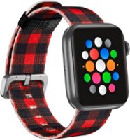 Modal™ - Nylon Watch Band for Apple Watch 38mm, 40mm, 41mm and Apple Watch Series 8 41mm - Red/Black Plaid - Angle_Zoom
