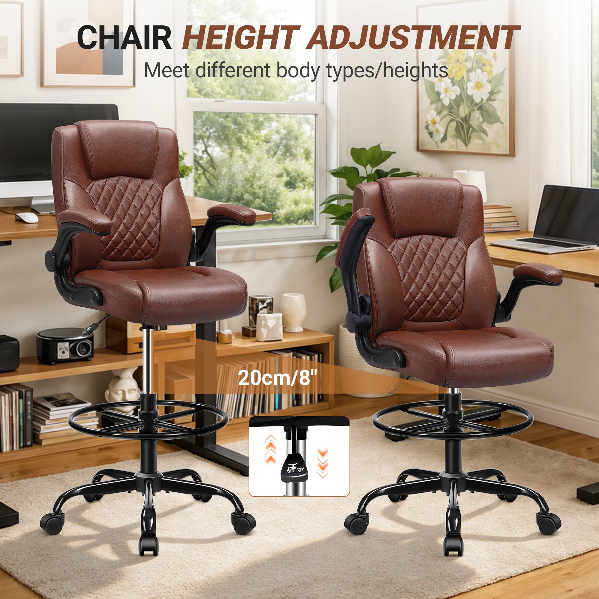 CHAIR HEIGHT ADJUSTMENT  
Meet different body types/heights  
20cm/8"