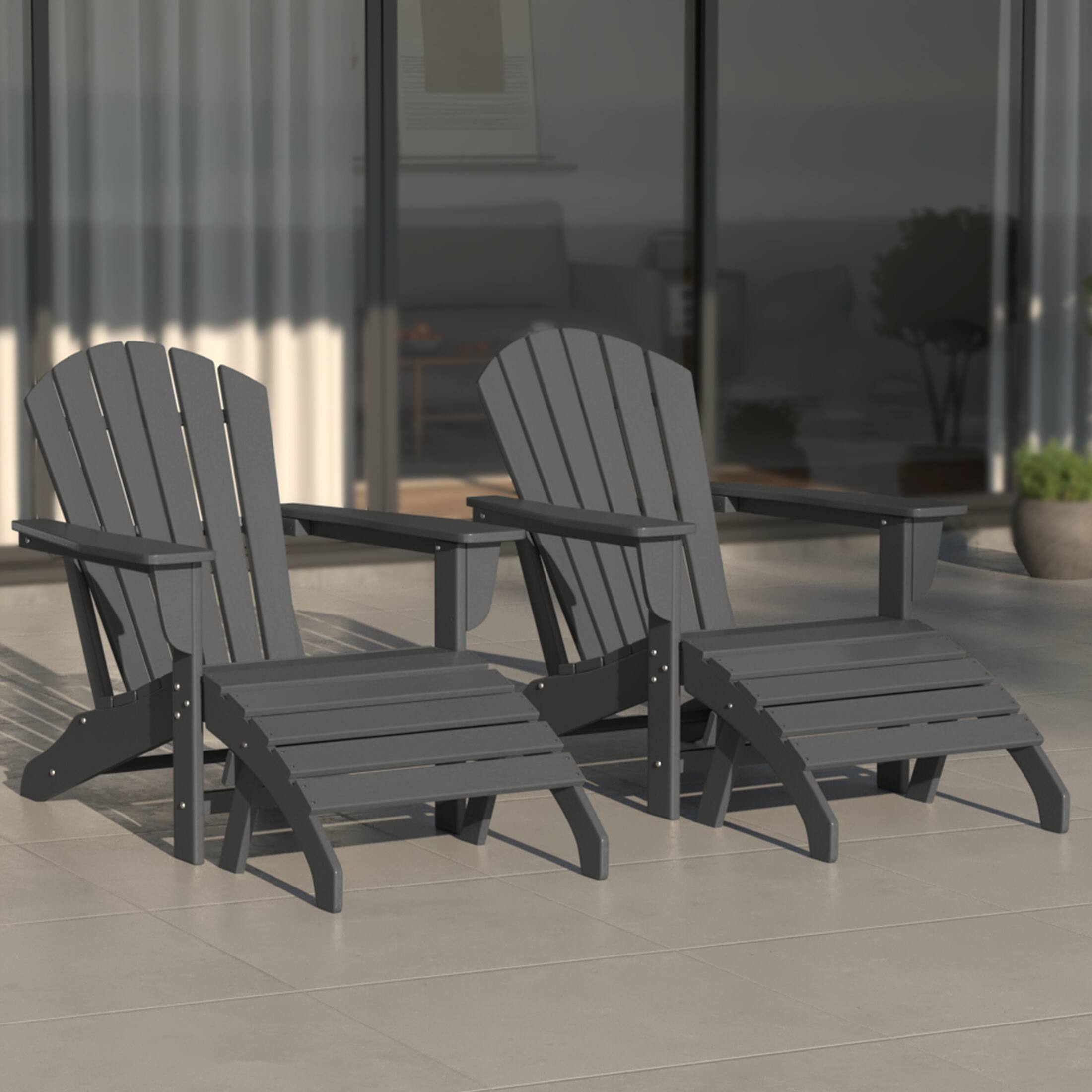 Angle. WestinTrends - WestinTrends Dylan Outdoor Adirondack Chair With Ottoman 4-Piece Set - Gray.