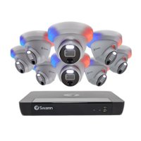 Swann Professional 16-Channel, 8-Dome Cameras 4K UHD, Indoor/Outdoor PoE Wired 2TB HDD NVR Security Surveillance System - Black - Front_Zoom