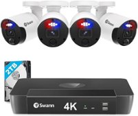 Swann Professional 8-Channel, 4-Bullet Camera 4K HD, Indoor/Outdoor PoE Wired 2TB HDD NVR Security Surveillance System - Black - Front_Zoom