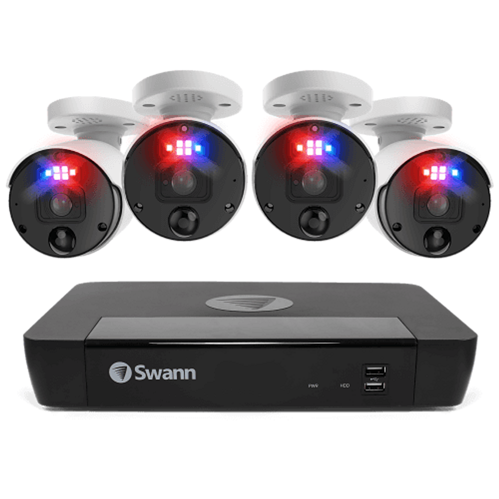 Swann Professional 8-Channel, 4-Bullet Camera Indoor/Outdoor PoE