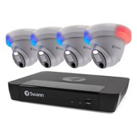 Swann - Professional 8-Channel, 4-Dome Camera Indoor/Outdoor PoE Wired 4K UHD 2TB HDD NVR Security Surveillance System - White - Front_Zoom
