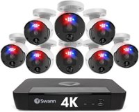 Swann Professional 8-Channel, 8-Bullet Cameras 4K UHD, Indoor/Outdoor PoE Wired 2TB HDD NVR Security Surveillance System - White - Front_Zoom