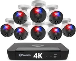 Swann - Professional 8-Channel, 8-Bullet Camera Indoor/Outdoor PoE Wired 4K UHD 2TB HDD NVR Security Surveillance System - White - Front_Zoom