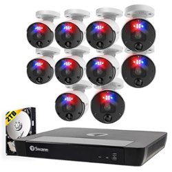 Swann - Pro Enforcer 16-Channel, 10-Bullet Camera Indoor/Outdoor PoE Wired 4K HD 2TB HDD NVR Security Surveillance System - White - Front_Zoom