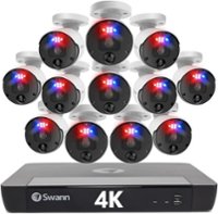 Swann Professional 16-Channel, 12-Bullet Camera, Indoor/Outdoor PoE Wired 4K HD 2TB HDD NVR Security Surveillance System - Black - Front_Zoom