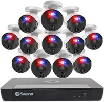 Swann - Professional 16-Channel, 12-Bullet Camera Indoor/Outdoor PoE Wired 4K HD 2TB HDD NVR Security Surveillance System - White - Front_Zoom