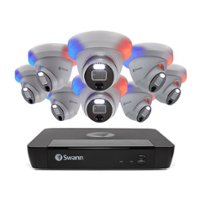Swann Professional 8-Channel, 8-Dome Cameras 4K UHD, Indoor/Outdoor PoE Wired 2TB HDD NVR Security Surveillance System - White - Front_Zoom
