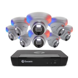 Swann - Pro Enforcer 8-Channel, 8-Dome Camera Indoor/Outdoor PoE Wired 4K UHD 2TB HDD NVR Security Surveillance System - White - Front_Zoom