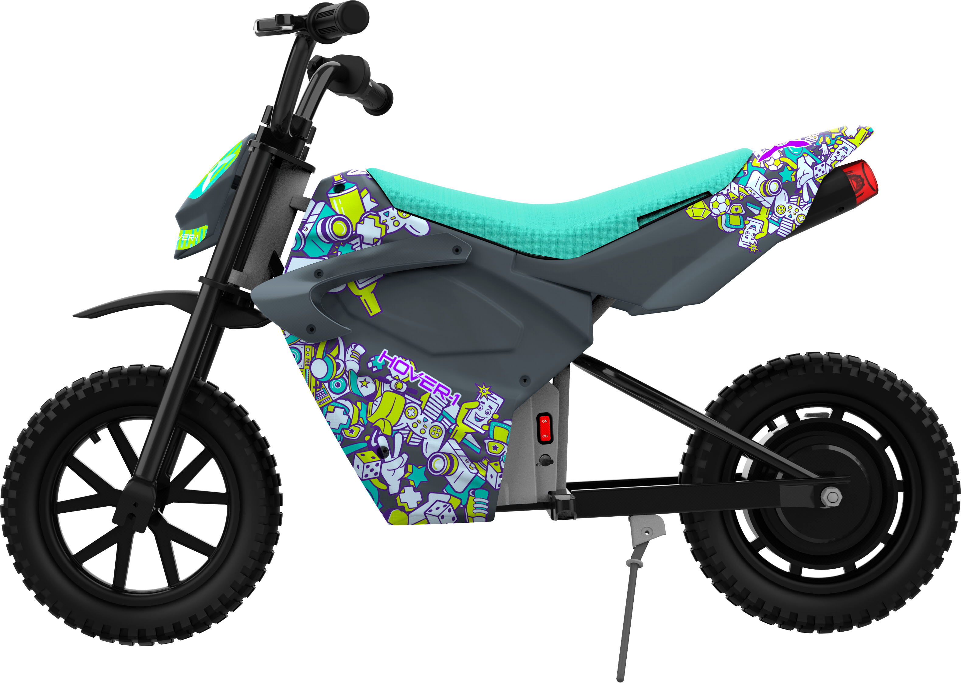 Angle View: Electric Motorcycle for Kids 3-Wheel Trike - Battery Powered Fun Decals, Reverse, and Headlights by Toy Time - Green