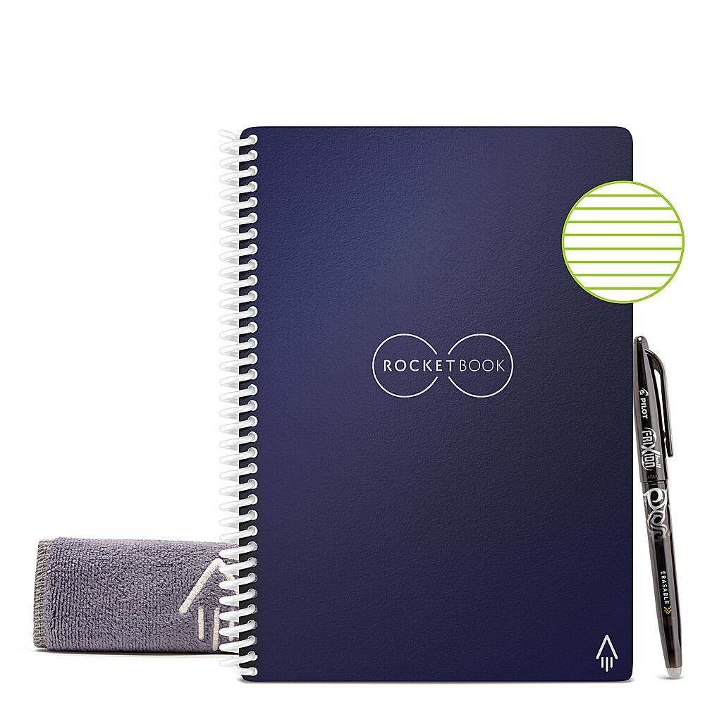 Front. Rocketbook - Core Smart Reusable Notebook Lined 6" x 8.8" - Midnight Blue.