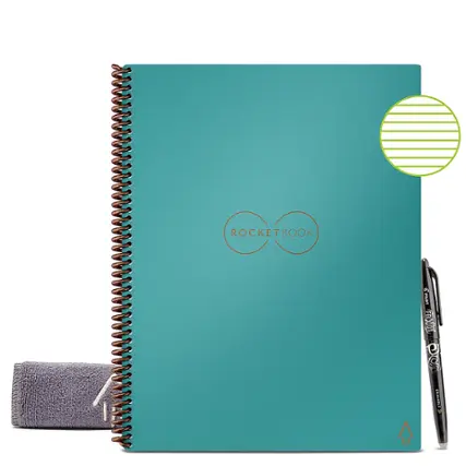 Front. Rocketbook - Core Smart Reusable Notebook Lined 8.5" x 11" - Neptune Teal.
