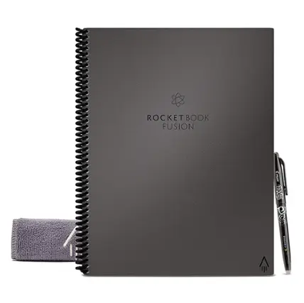 Front. Rocketbook - Fusion Smart Reusable Notebook 7 Page Styles 6" x 8.8" - Infinity Black.