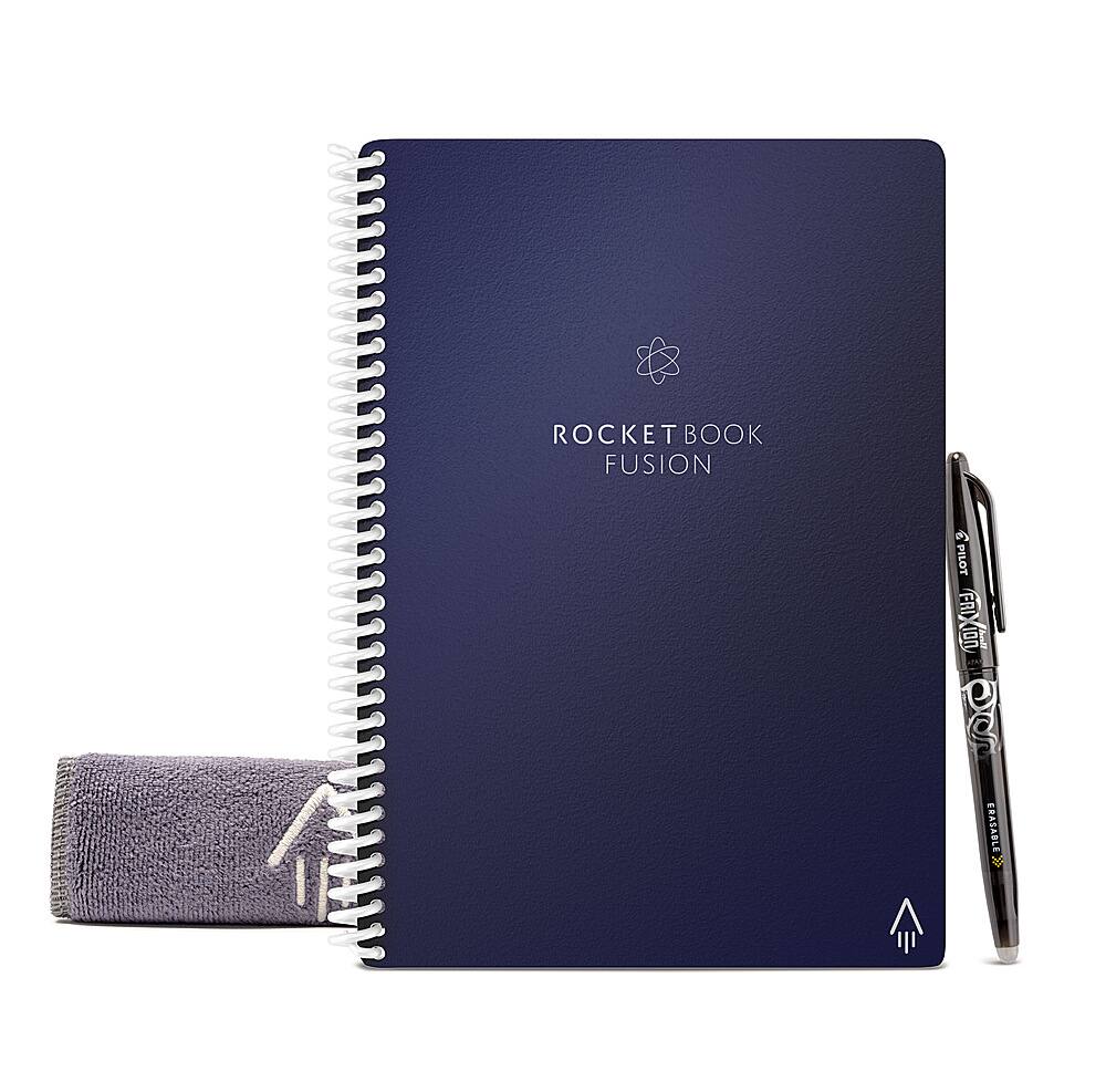 Front. Rocketbook - Fusion Smart Reusable Notebook 7 Page Styles 6" x 8.8" - Midnight Blue.