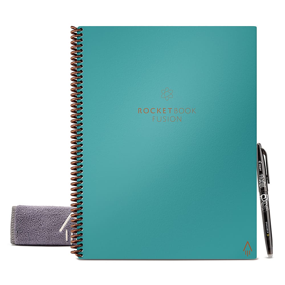 Front. Rocketbook - Fusion Smart Reusable Notebook 7 Page Styles 8.5" x 11" - Neptune Teal.