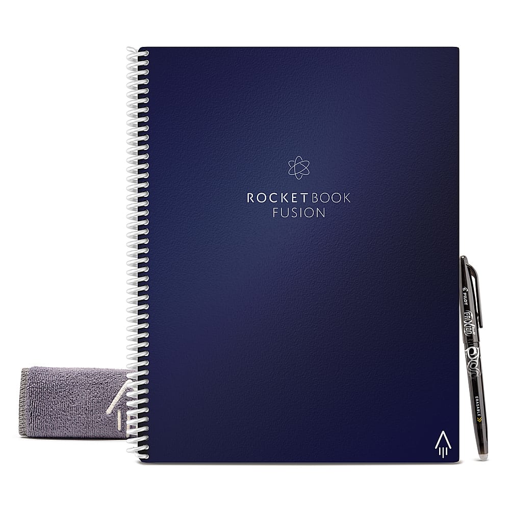 Front. Rocketbook - Fusion Smart Reusable Notebook 7 Page Styles 8.5" x 11" - Midnight Blue.