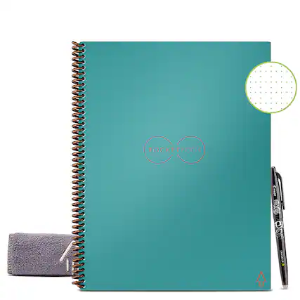 Front. Rocketbook - Core Smart Reusable Notebook Dot-Grid 8.5" x 11" - Neptune Teal.