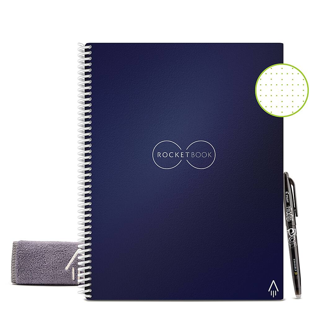 Front. Rocketbook - Core Smart Reusable Notebook Dot-Grid 8.5" x 11" - Midnight Blue.