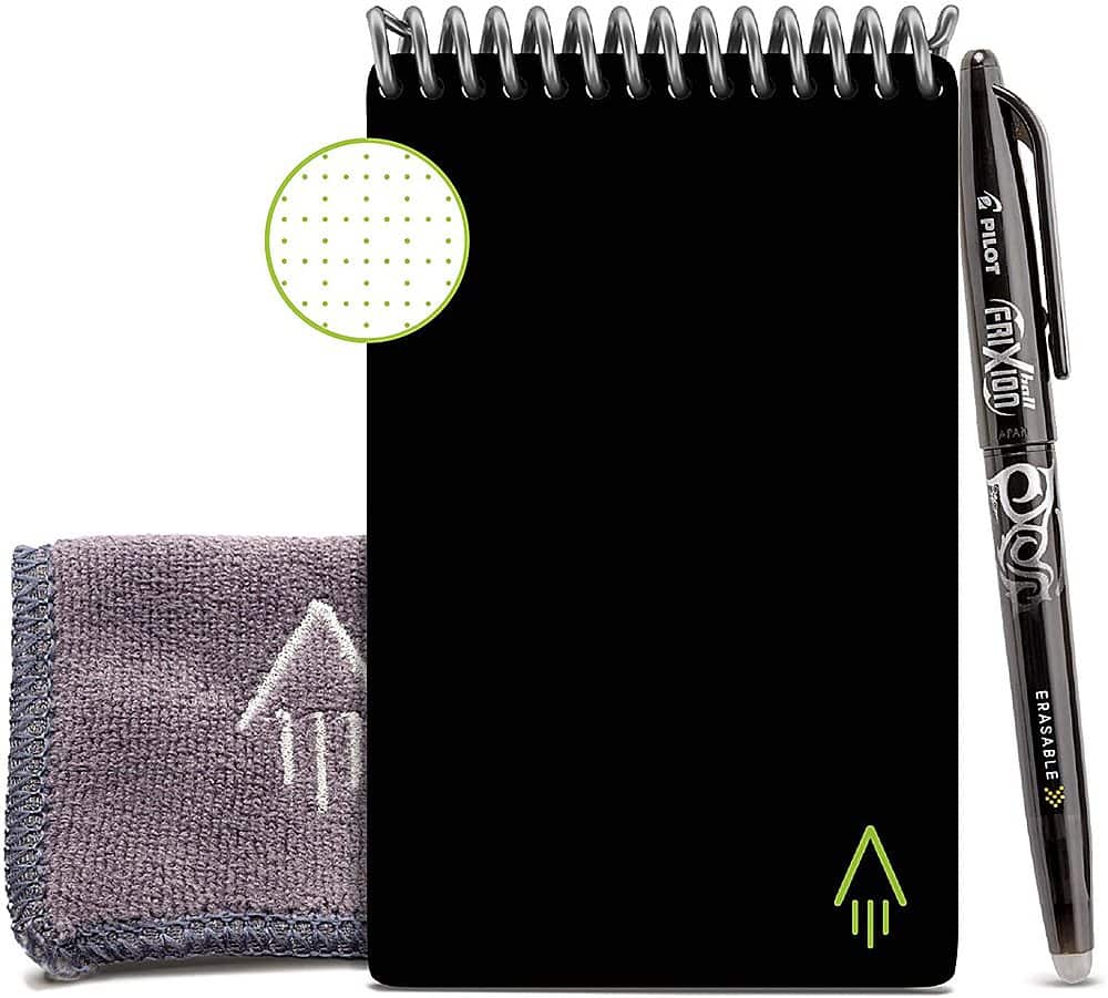 Front. Rocketbook - Mini Smart Reusable Notebook Dot-Grid 3.5" x 5.5" - Infinity Black.
