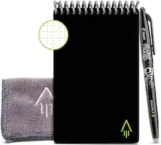 Front. Rocketbook - Mini Smart Reusable Notebook Dot-Grid 3.5" x 5.5" - Infinity Black.