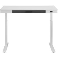 Insignia 47.6 inch Wide Adjustable Powered 1-Drawer Standing Desk with Electronic Controls (White)