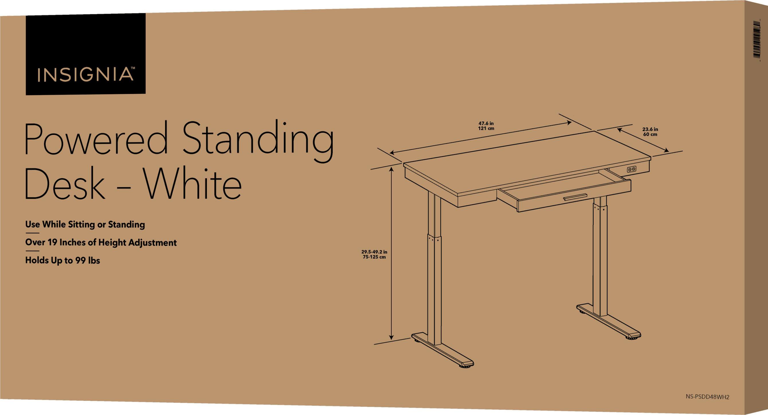 Alt View 17. Insignia™ - Adjustable Powered 1-Drawer Standing Desk with Electronic Controls – 47.6" Wide - White.
