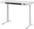 Left. Insignia™ - Adjustable Powered 1-Drawer Standing Desk with Electronic Controls – 47.6" Wide - White.
