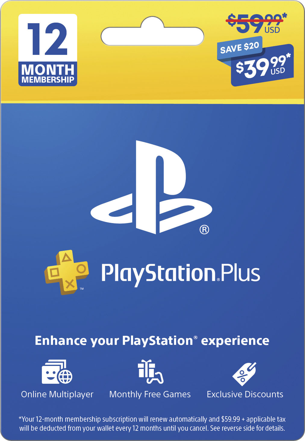 Forinden vækst Fryse Sony $39.99 PlayStation Plus 12-Month Membership PS Plus 12M BF 39.99 -  Best Buy