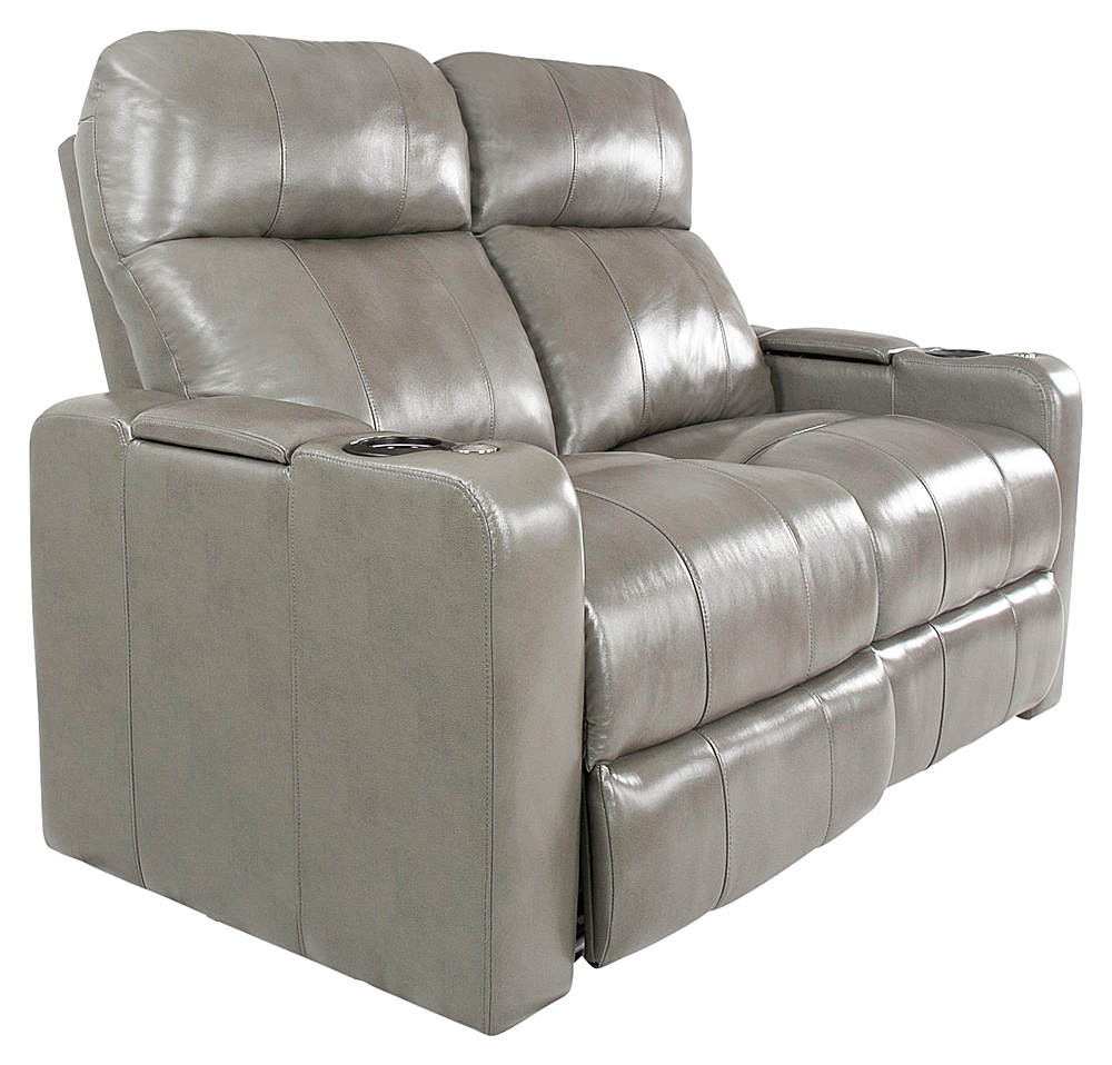 Angle View: RowOne - Prestige 2-Chair Leather Power Recline Loveseat - Grey