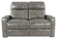 RowOne - Prestige 2-Chair Leather Power Recline Loveseat - Gray - Front_Zoom