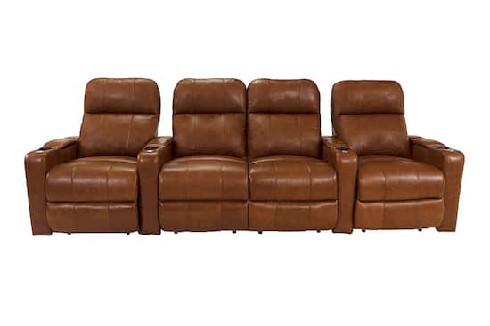 RowOne Prestige Straight 4 Chair Row with loveseat Leather Power
