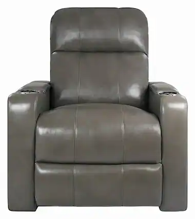 Front. RowOne - Prestige Straight 2-Arm Leather Power Recline Home Theater Seating - Grey.