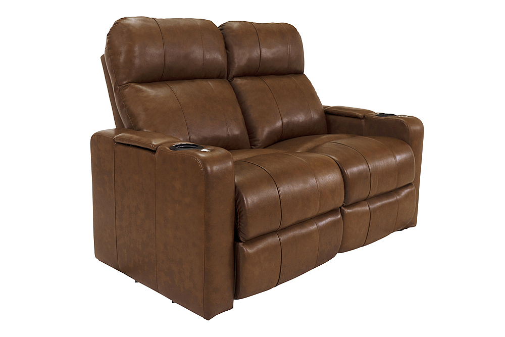 Angle View: RowOne - Prestige 2-Chair Leather Power Recline Loveseat - Brown