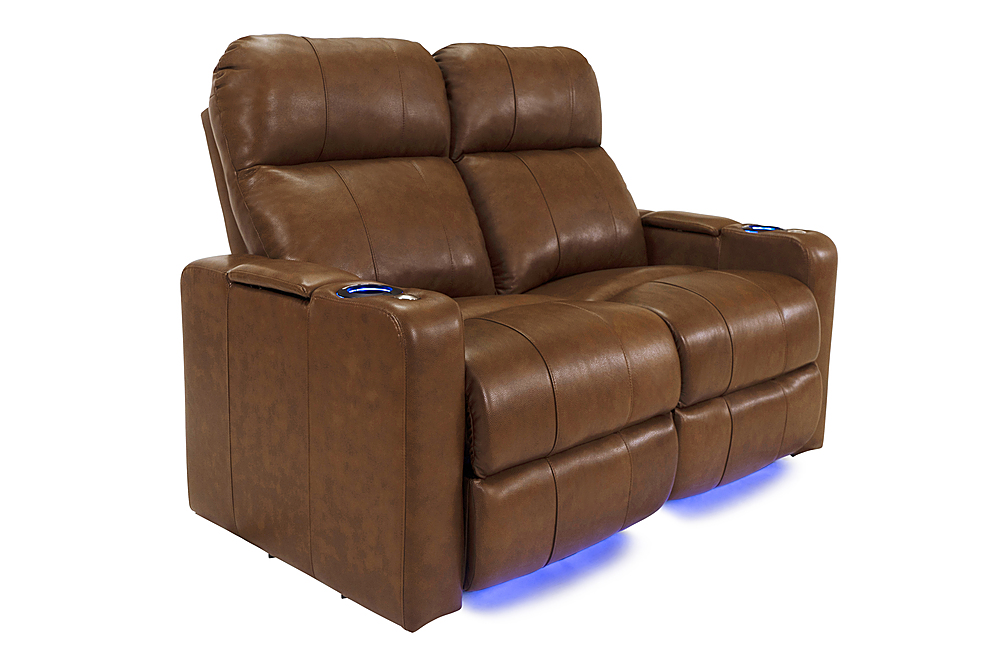 RowOne - Prestige 2-Chair Leather Power Recline Loveseat - Brown
