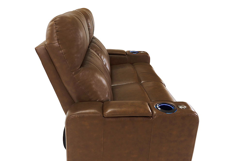 Left View: RowOne - Prestige 2-Chair Leather Power Recline Loveseat - Brown