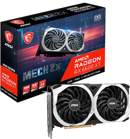 MSI Gaming AMD Radeon RX 6600 128-bit 8GB GDDR6 DP/HDMI Dual Torx Fans  FreeSync DirectX 12 VR Ready Graphics Card (RX 6600 MECH 2X 8G)