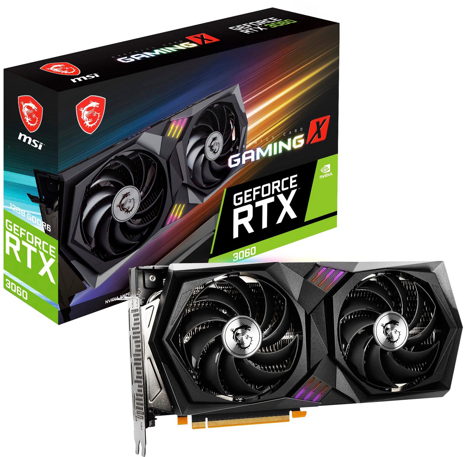 Front. MSI - NVIDIA GeForce RTX 3060 Gaming X 12G OC - 12GB GDDR6 - PCI Express 4.0 - Graphics Card.