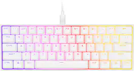 CORSAIR - K65 RGB Mini Wired 60% Mechanical Cherry MX SPEED Linear Switch Gaming Keyboard with PBT Double-Shot Keycaps - White