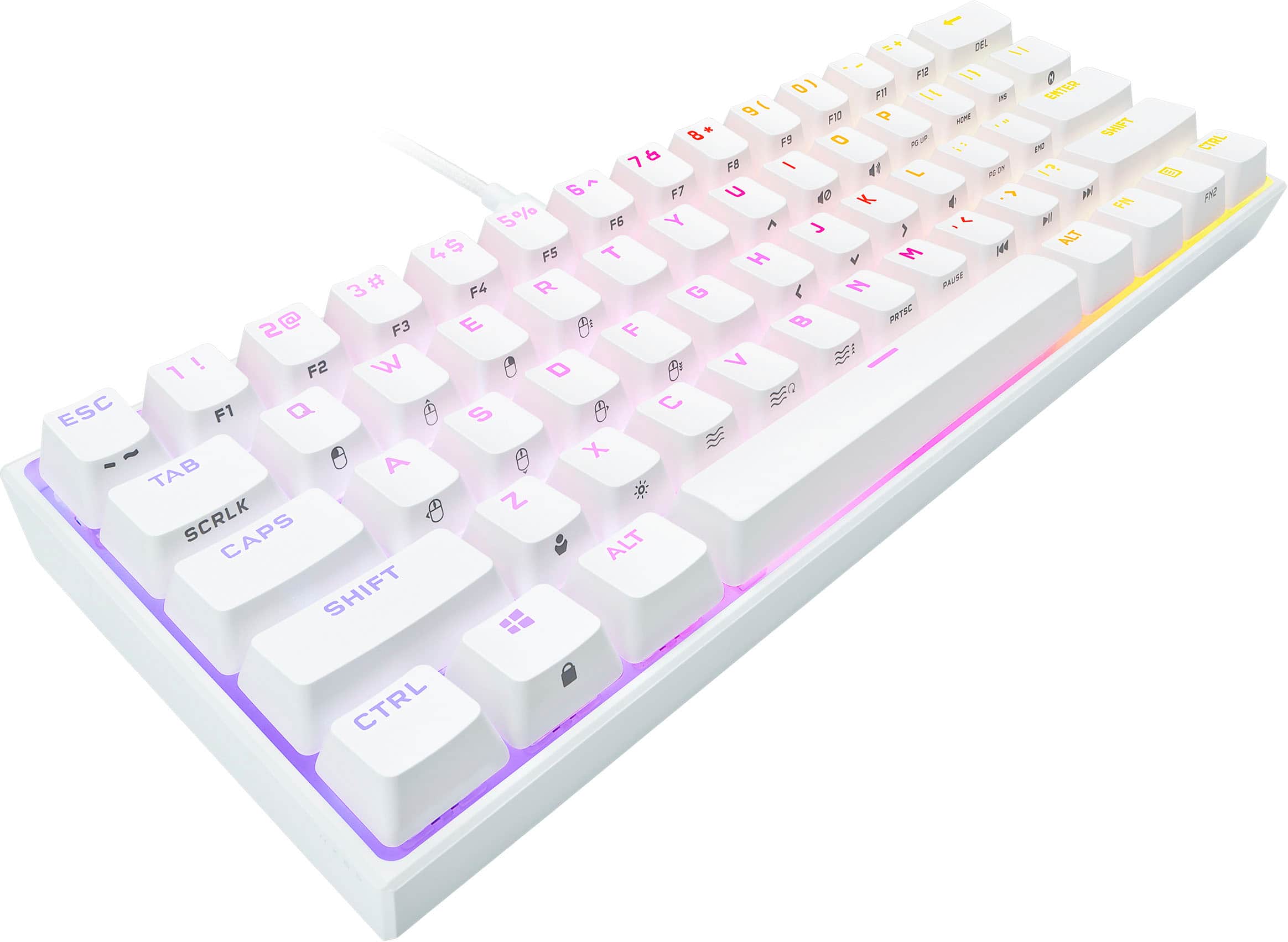 Alt View 11. CORSAIR - K65 RGB Mini Wired 60% Mechanical Cherry MX SPEED Linear Switch Gaming Keyboard with PBT Double-Shot Keycaps - White.