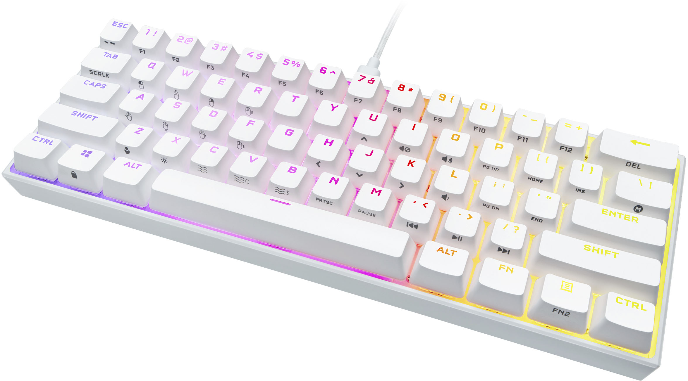 Corsair K65 RGB Mini 60% Mechanical Gaming Keyboard - Cherry MX Speed - White