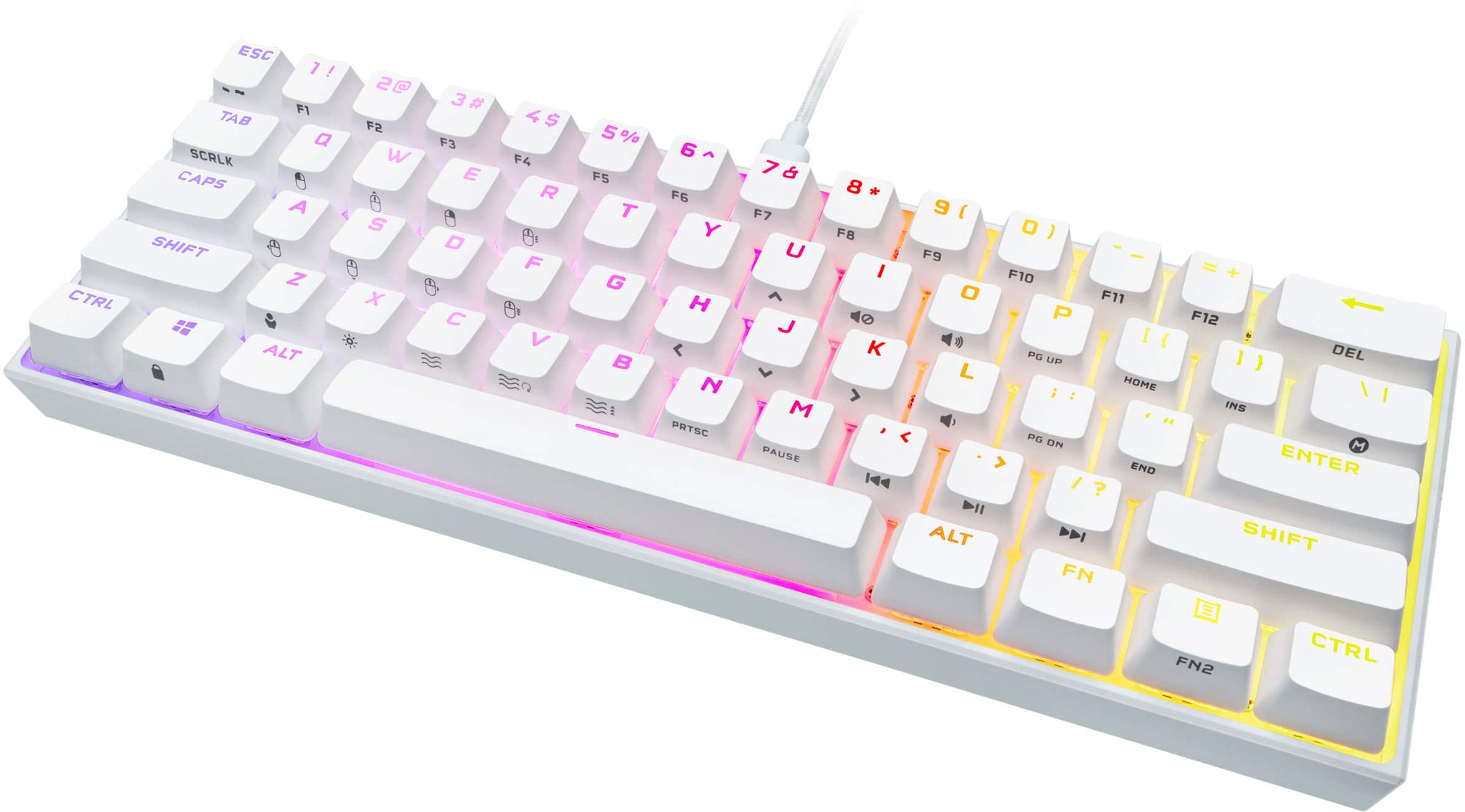 Alt View 12. CORSAIR - K65 RGB Mini Wired 60% Mechanical Cherry MX SPEED Linear Switch Gaming Keyboard with PBT Double-Shot Keycaps - White.