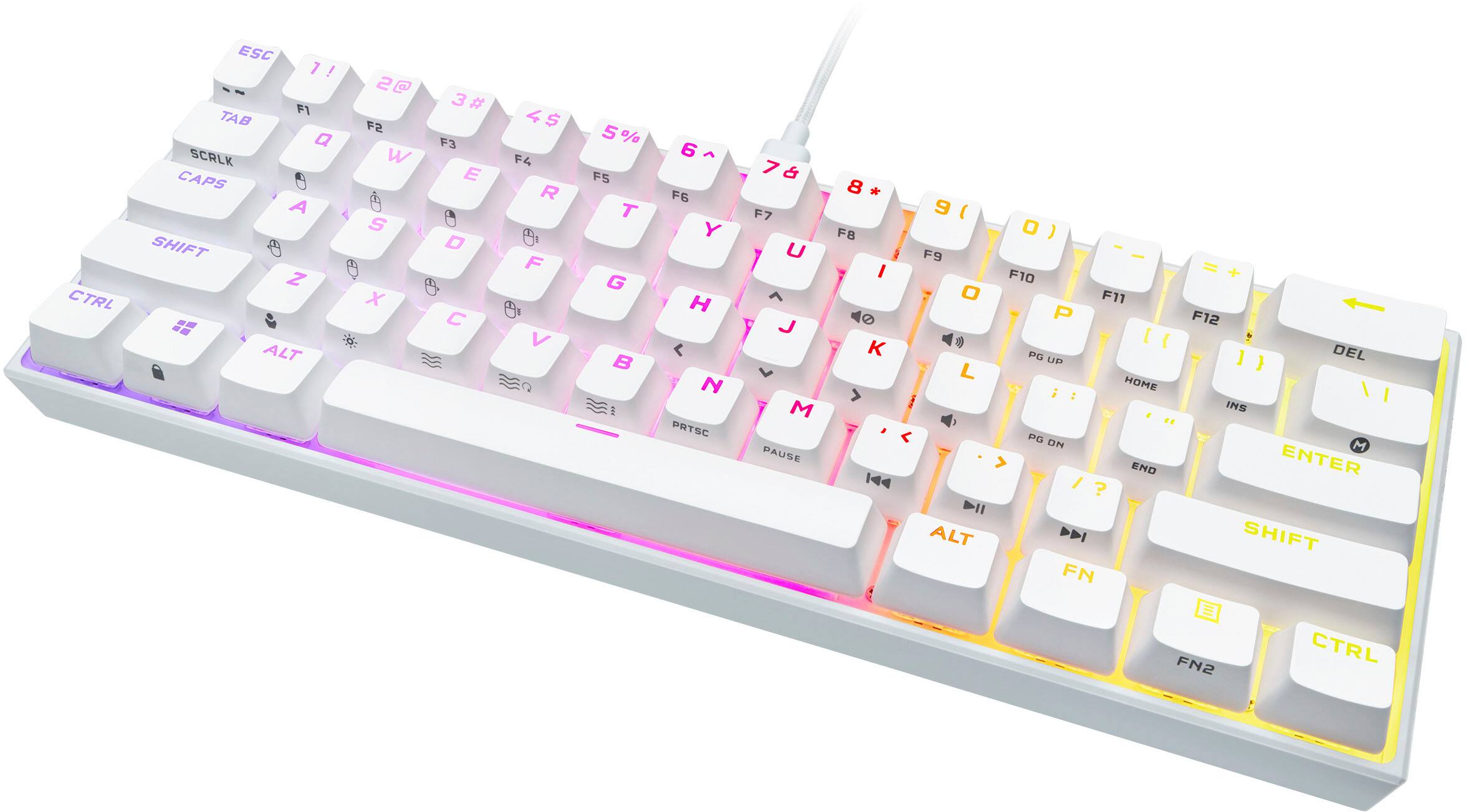 Alt View 12. CORSAIR - K65 RGB Mini Wired 60% Mechanical Cherry MX SPEED Linear Switch Gaming Keyboard with PBT Double-Shot Keycaps - White.