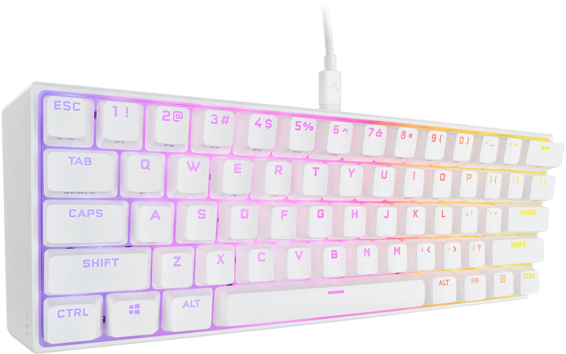 Alt View 13. CORSAIR - K65 RGB Mini Wired 60% Mechanical Cherry MX SPEED Linear Switch Gaming Keyboard with PBT Double-Shot Keycaps - White.