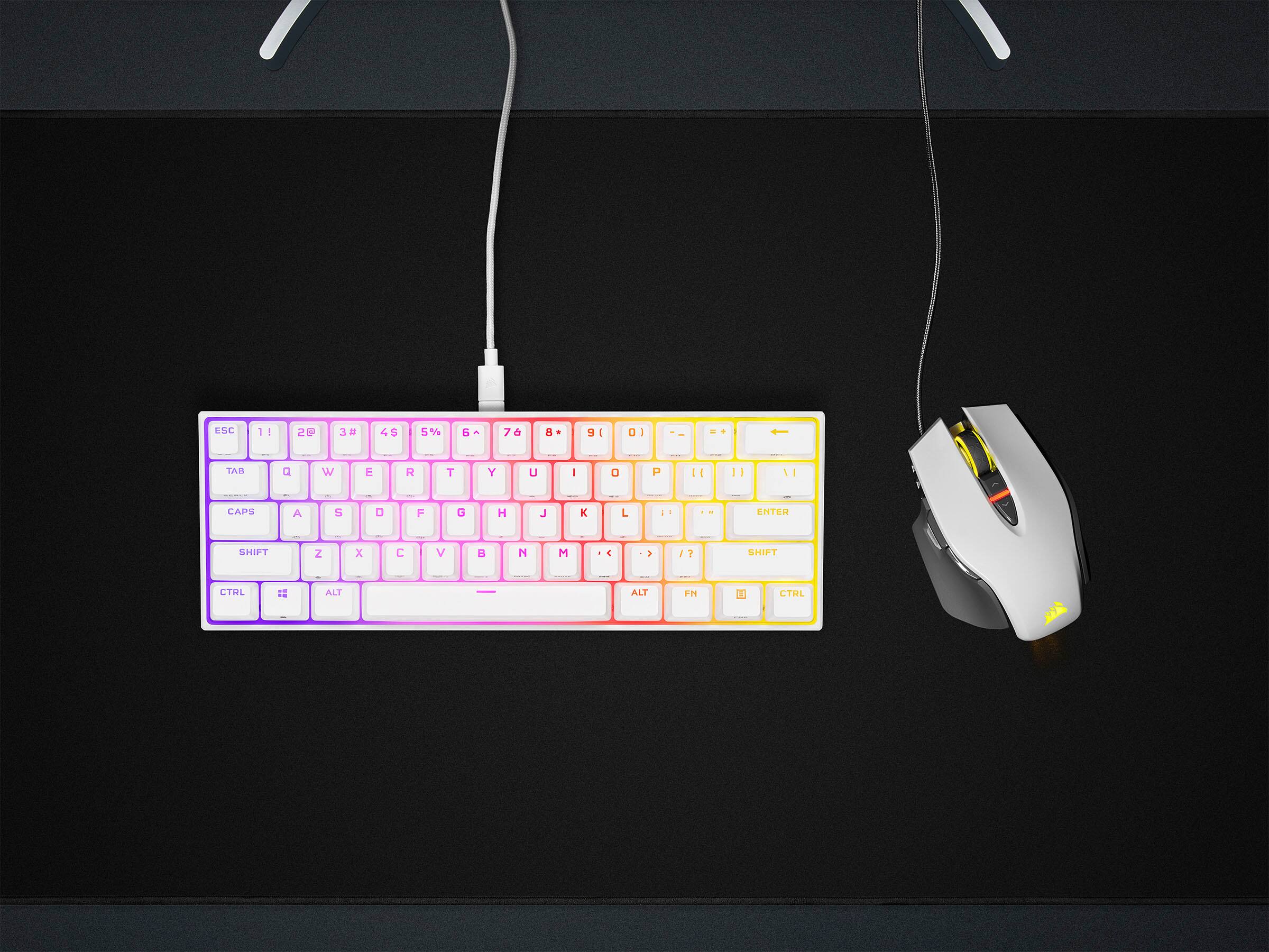 Alt View 18. CORSAIR - K65 RGB Mini Wired 60% Mechanical Cherry MX SPEED Linear Switch Gaming Keyboard with PBT Double-Shot Keycaps - White.