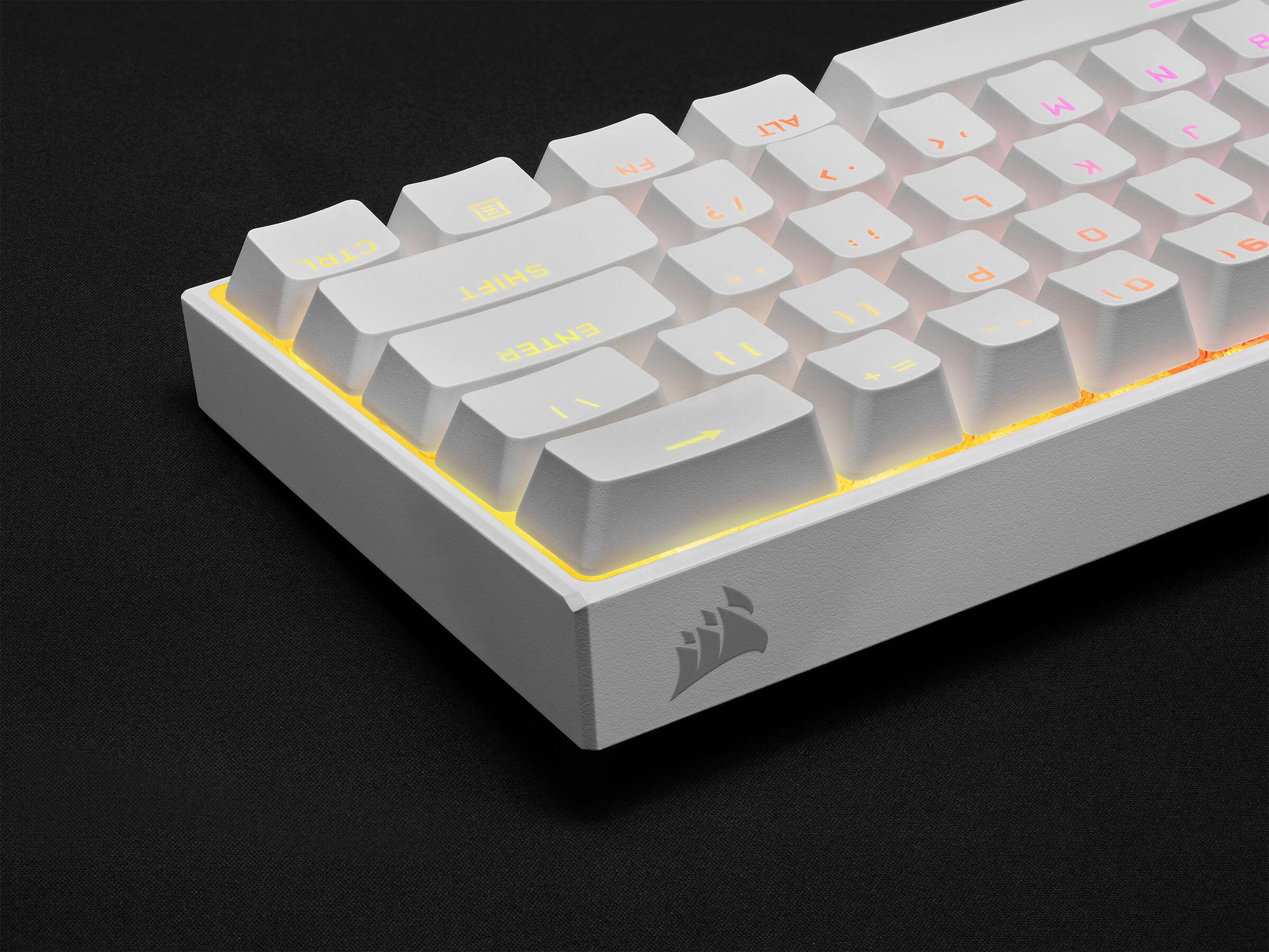 Alt View 21. CORSAIR - K65 RGB Mini Wired 60% Mechanical Cherry MX SPEED Linear Switch Gaming Keyboard with PBT Double-Shot Keycaps - White.